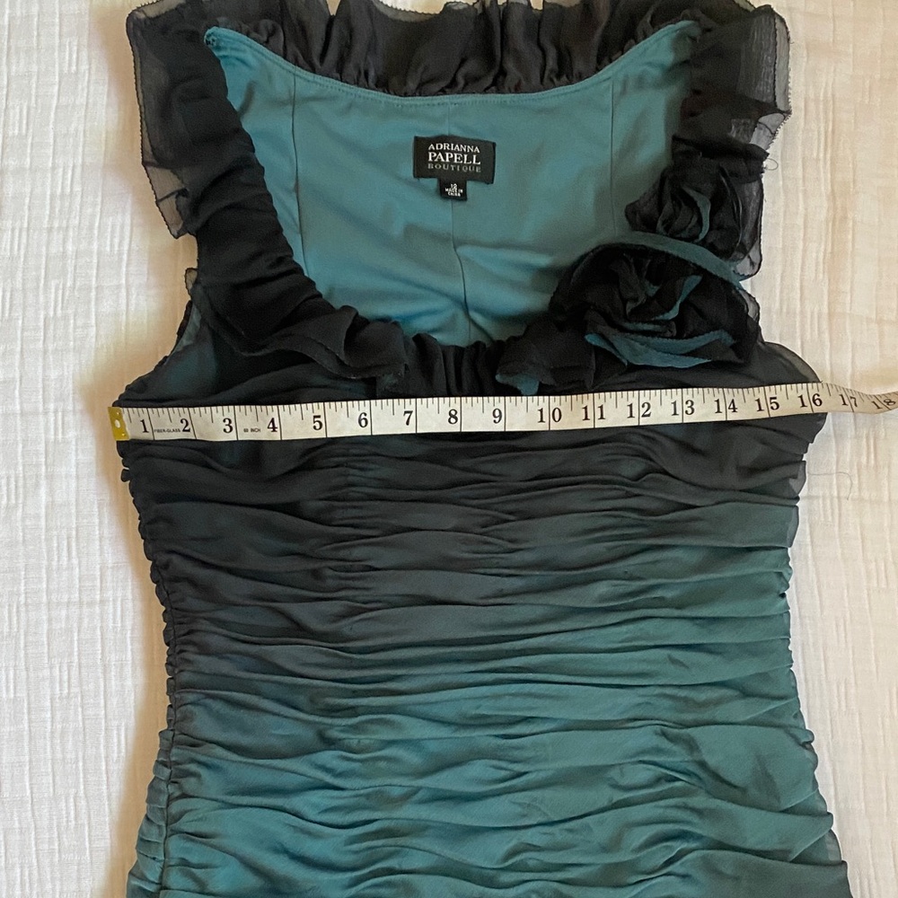 ADRIANA PAPELL Boutique Teal Ruffled Midi Dress - Picture 10 of 16